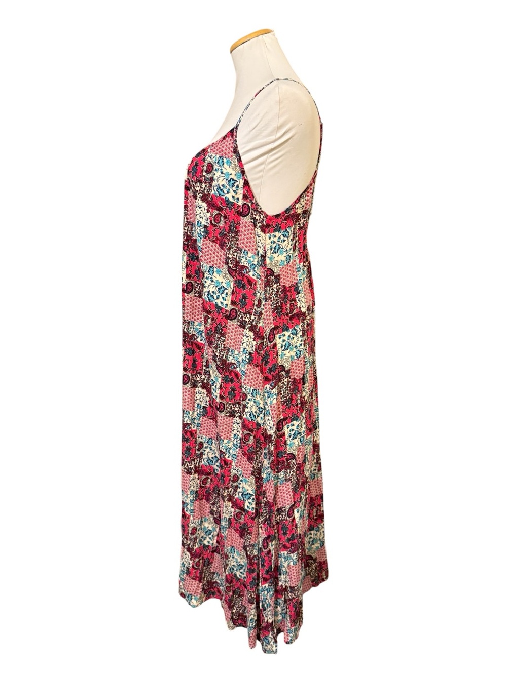 NWT Natural Life Boho Patchwork Maxi Slip Dress in Fuchsia - Picture 6 of 8